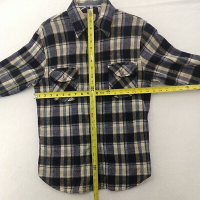 Vintage 80s Sears Wool Blend Button Down Shirt Medium Long Sleeve