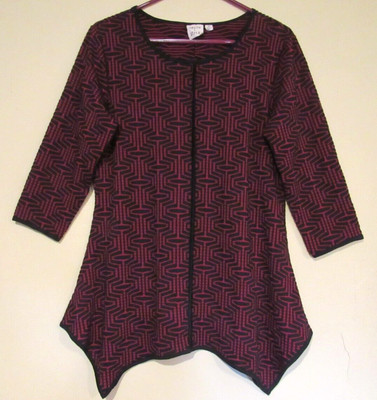 TRUTH + STYLE  Red & Black Geometric Print 3/4 Sleeve Tunic Top Size SP