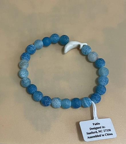 2set Fahlo The Odyssey Dolphin Bracelet Seafoam Stone And Sloths Pink Bracelet