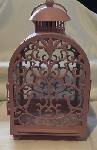 Ikea Vintage rosa Windlicht Kerzenhalter Deko Metall Glas