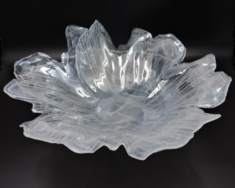 Ciotola Centrotavola in Vetro di Murano Bianco Pansy Iris by Tammaro Home