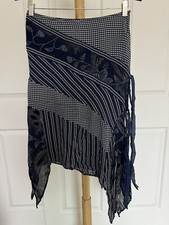 TED BAKER Blue Asymmetrical Skirt Fringe Grunge Whimsigoth Witchy Boho Y2K Fairy
