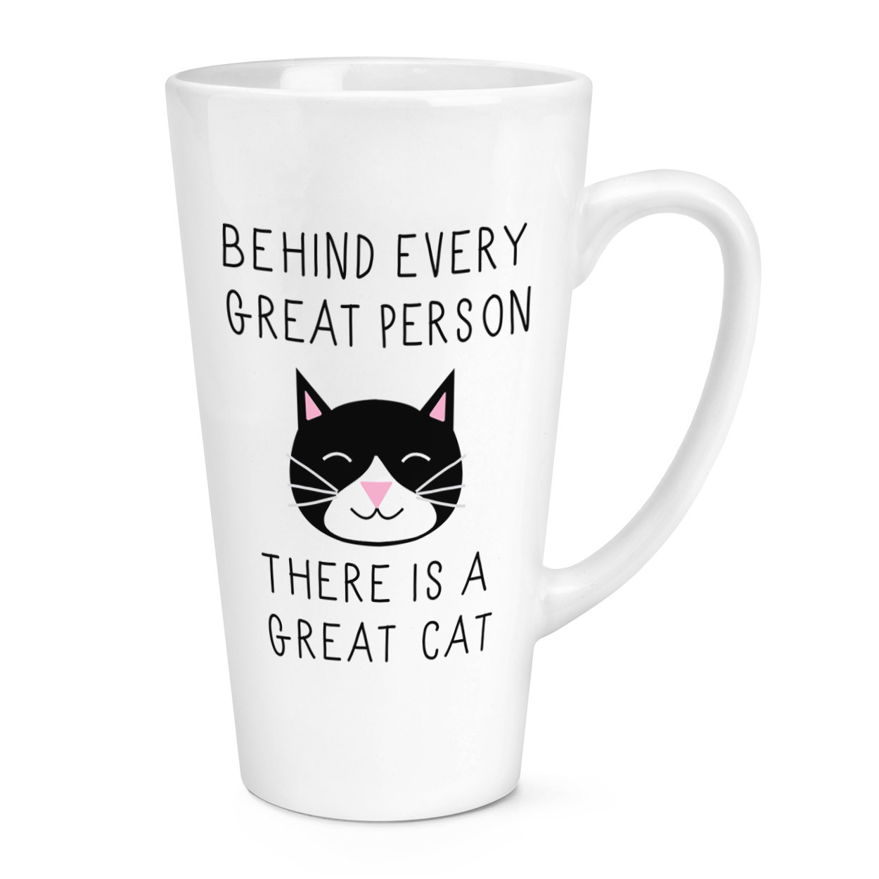 Behind Every Great Person Is A Great Cat 17oz Large Latte Mug Cup Funny