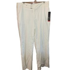 Rafaella women  s ultra white stretch double weave belt pants NWT size 12 