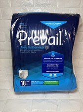 Prevail Mens Maximum Absorbency Daily Underwear Size 38"-50" Lg. 18 Count Pack 