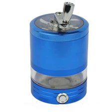 2.5" CNC Aluminum 4 Piece LED Hand Crusher Herb Grinder Blue Color USA SELLER