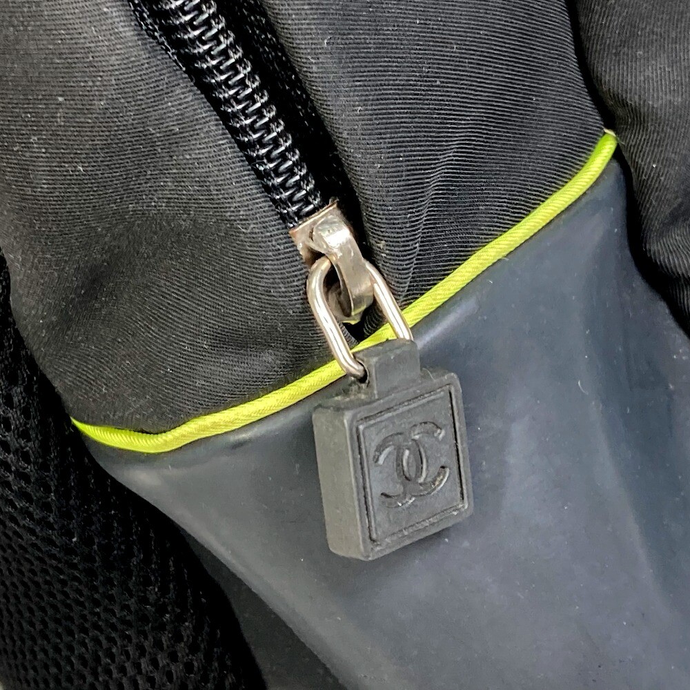 CHANEL Sports line logo zip up Backpack Nylon Black x neon yellow CHANEL | Bags | Chanel Sports Line Logo Zip Up Backpack  main image 2