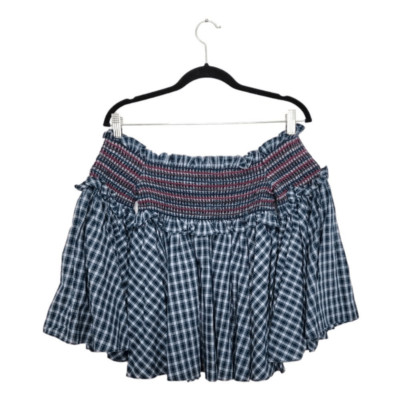 Petersyn Green Plaid Davenport Smocked Off Shoulder Blouse
