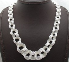 Diamond Cut Graduated 5 Row Rolo Chain Necklace Real Solid 925 Sterling Silver