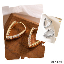 Ohrringe Creolen Damen V-Form Zirkonia vergoldet versilbert Huggie Modeschmuck