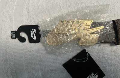 VINTAGE NIKE SB ELEPHANT PRINT LEATHER BELT - BROWN & BLACK WITH A