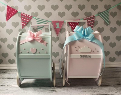 wooden dolls pram walker