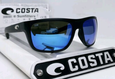 COSTA DEL MAR black/blue mirror BROADBILL polarized 580G sunglasses NEW IN BOX!