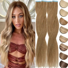 BrazilianTape In Human Hair Extensions Full Head Skin Weft Ombre 20/40/60pcs 8A