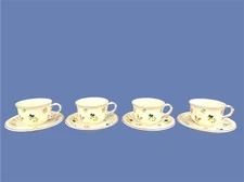 Set of 4 Villeroy & Boch Petite Fleur Coffee/Tea Cups Saucers Luxembourg