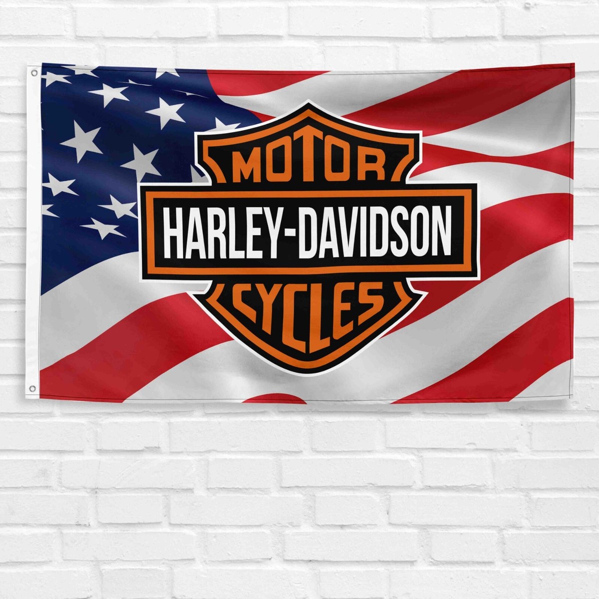 Harley Davidson Motorcycle USA Flag 3x5 ft Legendary Banner Garden Garage  Sign