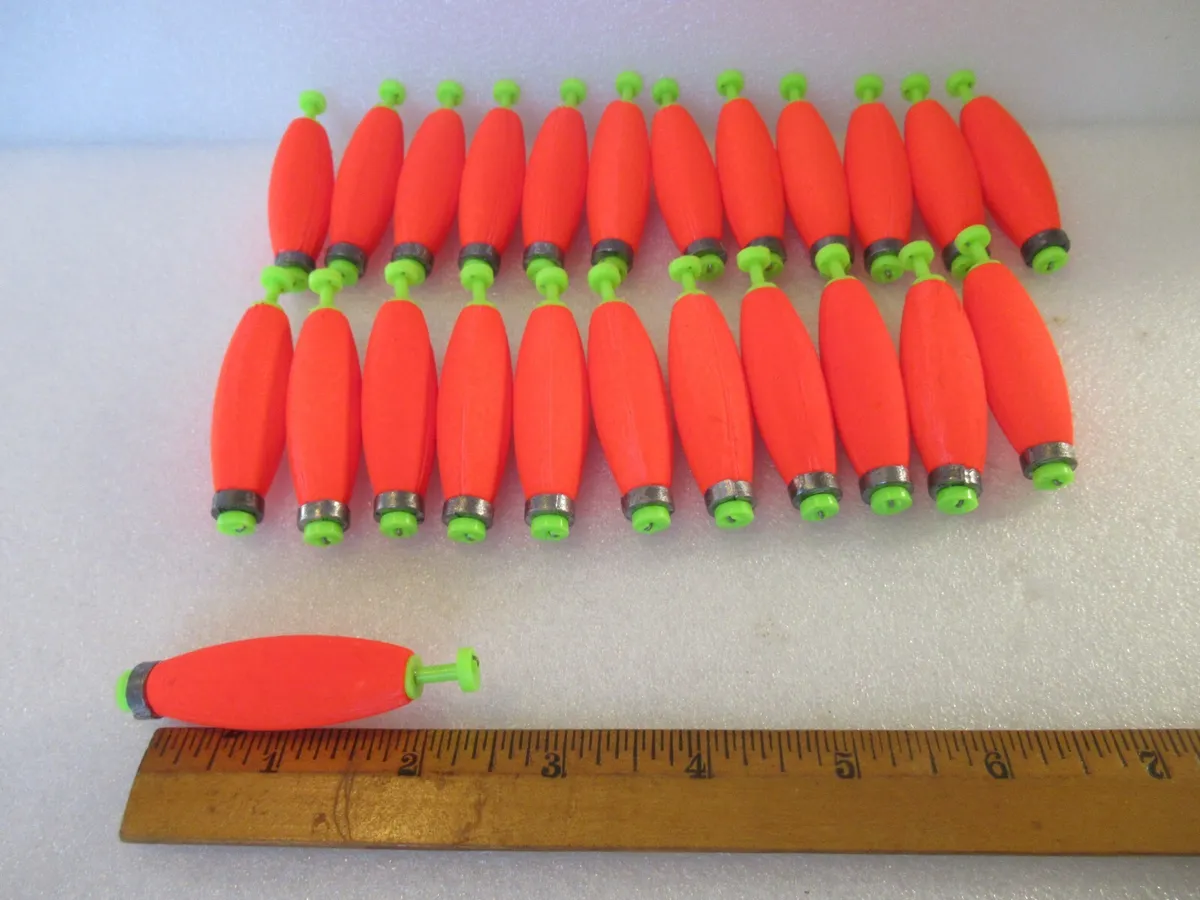 24 2.0 FISHING BOBBERS Small Cigar Floats Weighted Foam Snap on Float  Choice