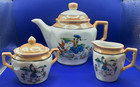 Disney Antique 1930's Donald Duck Tea Pot Pourer Set Lusterware Porcelain Japan