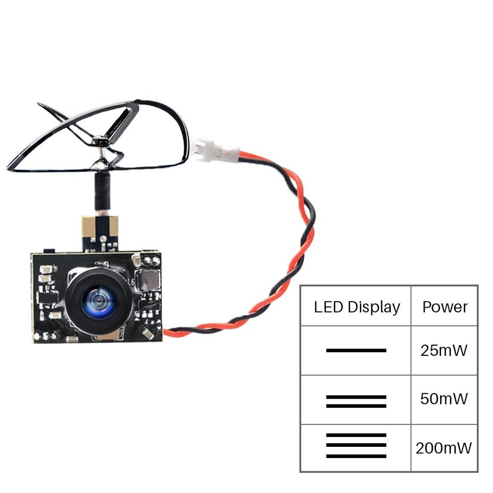 Wolfwhoop WT03 - Cámara Micro FPV AIO 600TVL 5.8G 40CH 25mW/50mW/200mW Transmisor ajustable con antena Cloverleaf para mini aviones Wolfwhoop WT03 - Cámara Micro FPV AIO 600TVL 5.8G 40CH 25mW/50mW/200mW Transmisor ajustable con antena Cloverleaf para mini aviones
