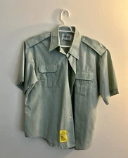 Defense Logistics Agency Short Sleeve Button Up Shirt Men's Size 19 Green