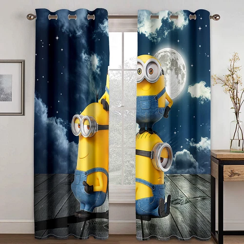 3D Minions Cortinas Niños Oscurecimiento Cortina Cortinas Opacas con Ojales Nuevo - Imagen 10 de 19