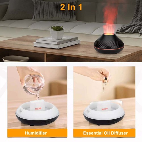Essential Oil Diffuser Ultrasonic Aroma Cool Mist Humidifier Cute Volcano Flame - Picture 8 of 38