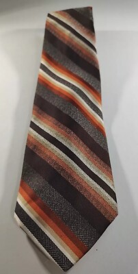 Men's Necktie Striped Brown 100% Polyester Necktie 3.5''