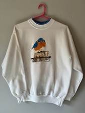 Vintage 90s Cottage Granny Grumpy Bird Nature Graphic Crewneck Sweatshirt Med