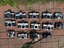 SLR Compact Camera Body Lot of 14 Minolta, Yashica, Petri, Ricoh For Parts