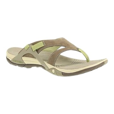 Merrell Azura Flip Flop Thong Performance Comfort Sandal Otter/Green Women s 10