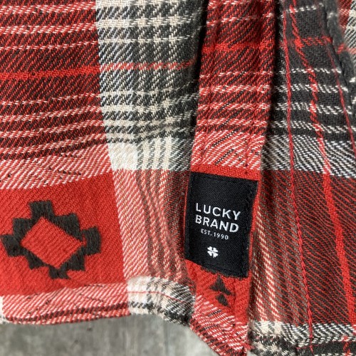 Lucky Brand Hemd Herren Medium rot kariert Dobby Western Druckknopfleiste Southwestern - Bild 5 von 15