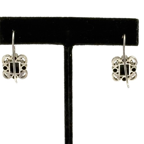Sterling Silver 925 Multi Gemstone Earrings NA Onyx Coral Dangle Signed - Picture 6 of 11