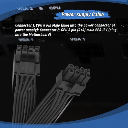 1X(CPU 8 Pin auf 4 + 4 Pin ATX Netzteil Kabel 8Pin auf 8Pin für für COOLE4229 - Bild 5 von 7
