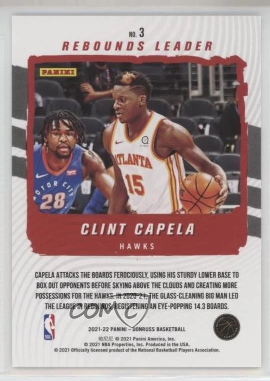 2021-22 Panini Donruss Production Line Press Proof Gold /10 Clint Capela #3 - Image 2 of 2