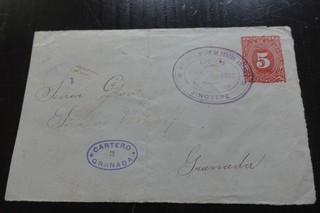 Postal stationery stamp Nicaragua obverse envelope 1897 Granada
