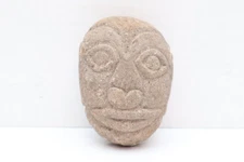 Pre Columbian Stone Effigy Face Inca Aztec Mayan Artifact Prehistoric 4.75"