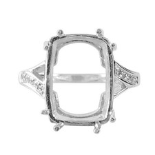 Semi Mount 12X16 Cushion Shape Faceted Cut Ring 925 Sterling Silver Jewelry