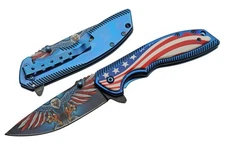 American Flag Folding Knife - USA Bald Eagle - 3.5” Blade - Fourth of July