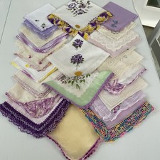 VINTAGE HANKIES HANDKERCHIEFS - LOT OF 20 TOUCHES OF WEDDING LAVENDER