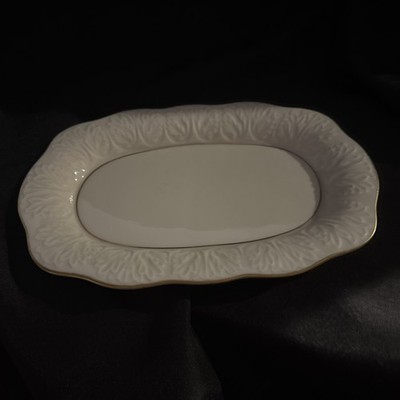 Lenox Gold Trimmed Porcelain Bread Serving Plate Scalloped Edge USA Made 