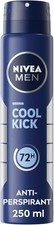 NIVEA MEN Cool Kick Spray Anti-Perspirant (250ml), Deodorant Spray for 72H