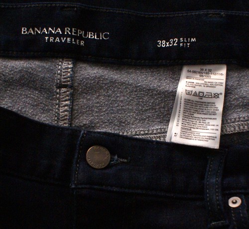 Jeans Banana Republic Traveler slim fit blu scuro denim elasticizzato uomo 38x32 - Foto 3 di 3