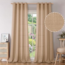 BGment Faux Linen Curtains 95 Inches Long Set of 2 Panels, Living Room Long TAN