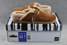 Dv Shoes Womens Size 7 Brown Slipper Shearling Faux Suede Lined Buckle