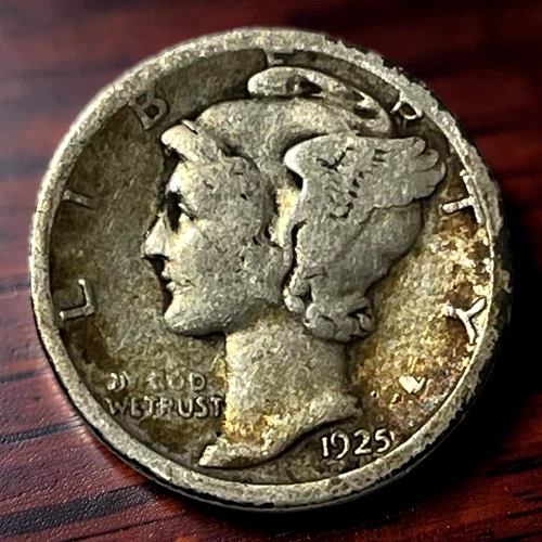 1925-S Mercury Dime 90% U.S. Silver Coin 10c KM# 140 Lot C12-146 Low Mintage