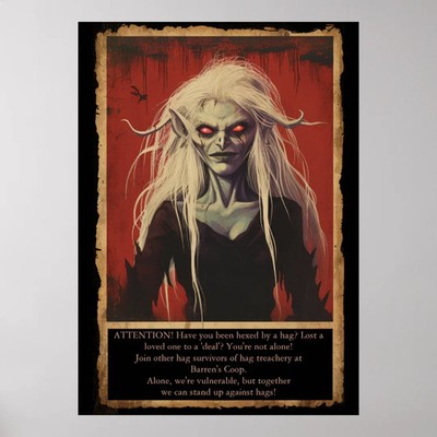 Anti Hag Support Group Poster Fantasy RPG Fan Art Wall Decor Gaming. Unframed