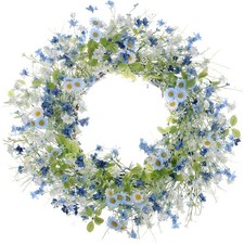 Artificial Daisy Wreath,22 Inch Spring Wreath Colorful Summer Wreath Floral W...