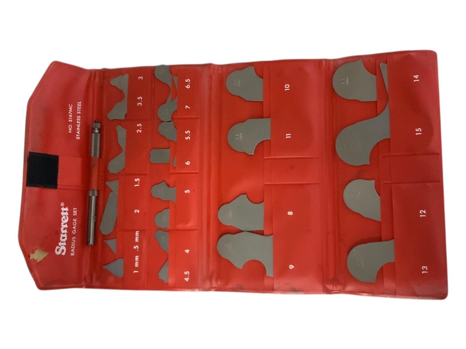 STARRETT METRIC RADIUS GAUGE SET  NO. S167MC STAINLESS STEEL