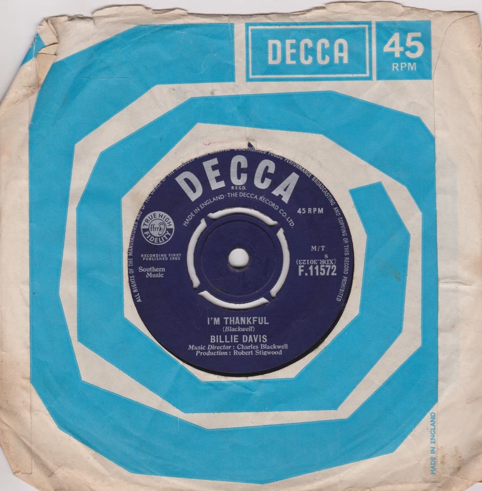 Billie Davis ‎– Tell Him (Decca 1963) 7" vinyl single VG/- - Image 2 of 4