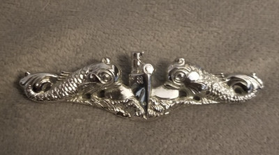 US Navy USN Submarine Warfare Dolphin Lg Badge Sterling Hilborn-Hamburger '60's